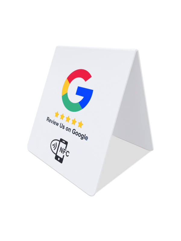 Doppelseitiger NFC-Aufsteller für mehr Google Bewertungen